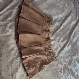 Brown Pleated Mini Skirt
